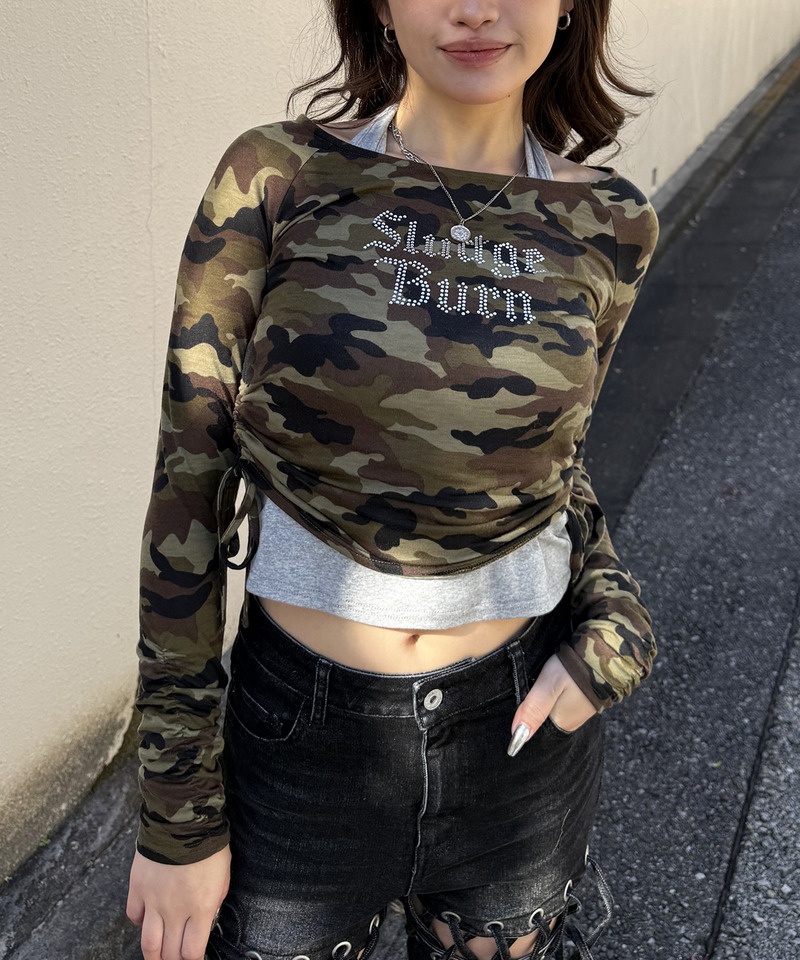 ラインストーンロゴアンサンブルトップス 詳細画像 カーキ系 5