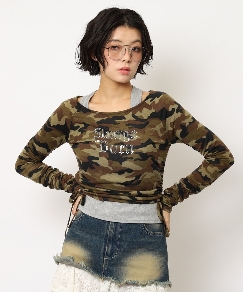 ラインストーンロゴアンサンブルトップス 詳細画像 カーキ系 9