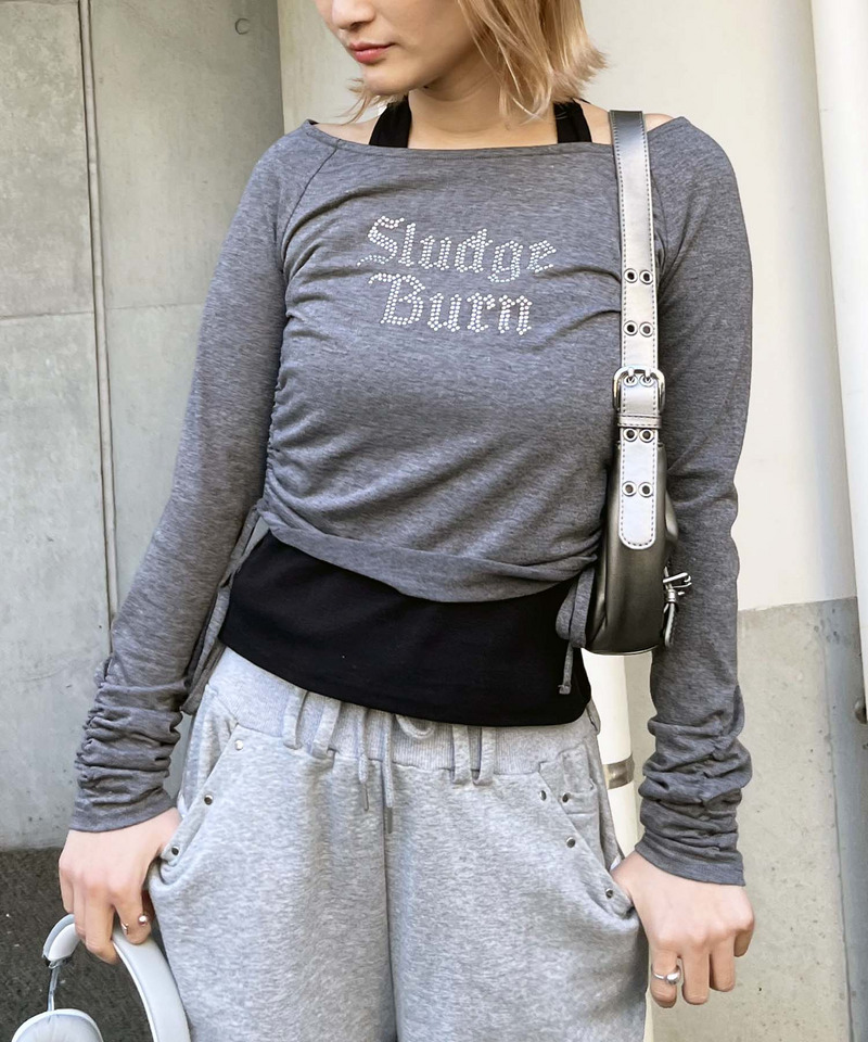 ラインストーンロゴアンサンブルトップス 詳細画像 グレー系 4
