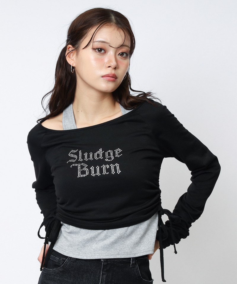 ラインストーンロゴアンサンブルトップス 詳細画像 ブラック系 2