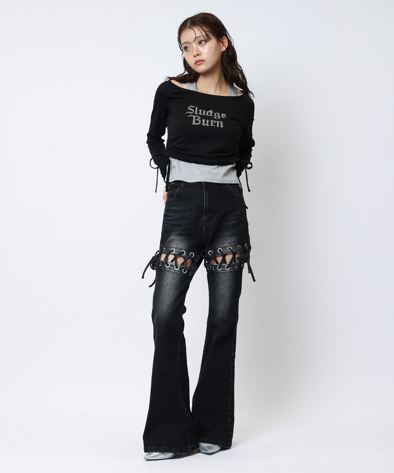 ラインストーンロゴアンサンブルトップス 詳細画像 ブラック系 3