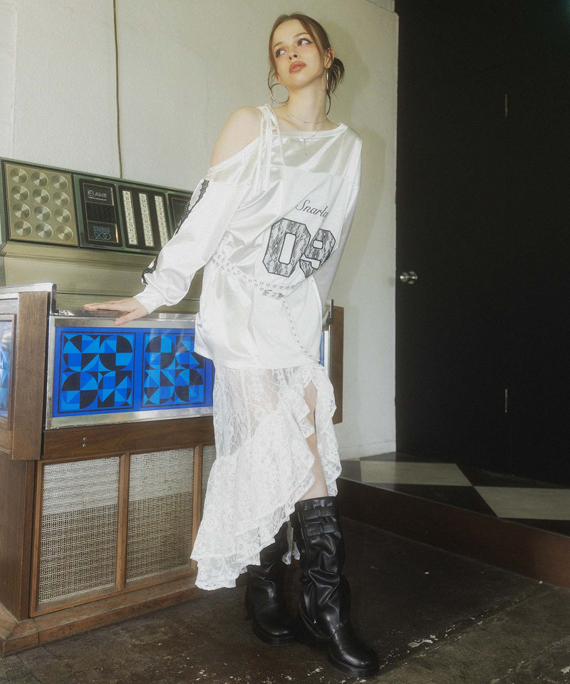 ワンショルダーナンバリングレーストップス 詳細画像 ホワイト 3