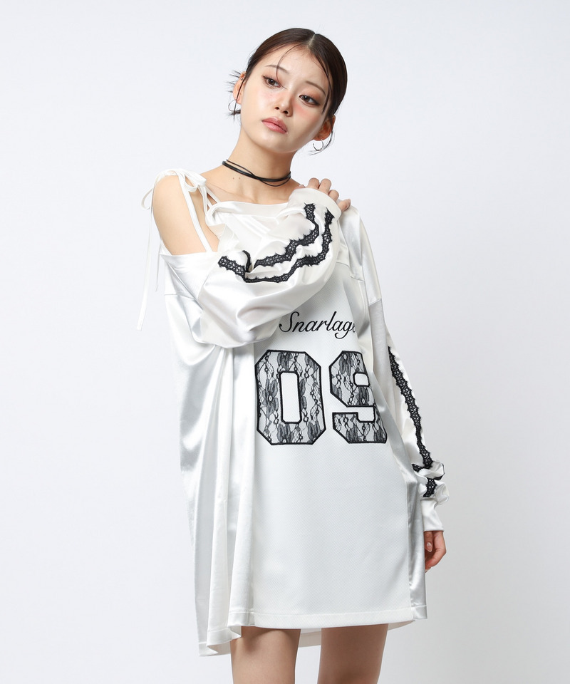 ワンショルダーナンバリングレーストップス 詳細画像 ホワイト 6