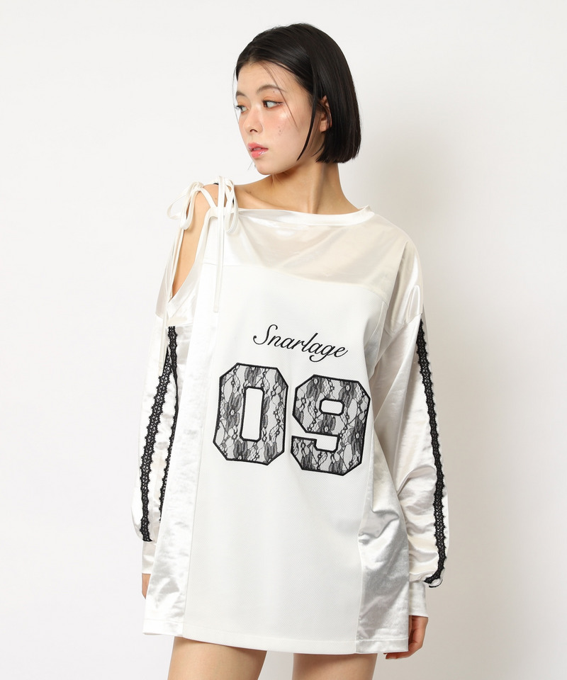 ワンショルダーナンバリングレーストップス 詳細画像 ホワイト 8