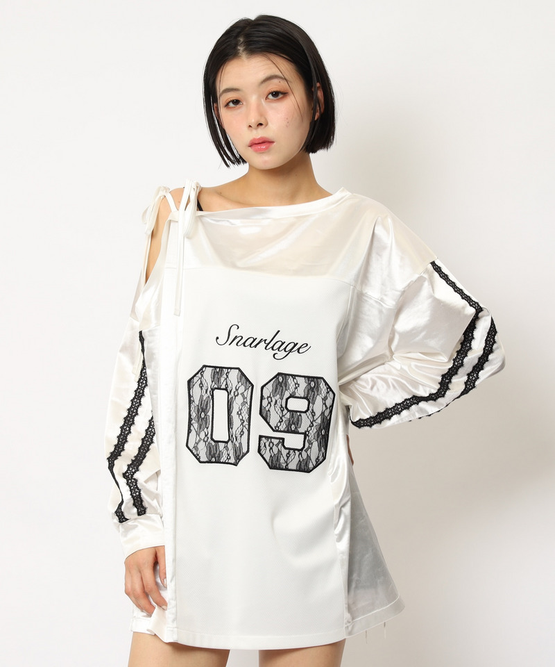 ワンショルダーナンバリングレーストップス 詳細画像 ホワイト 9