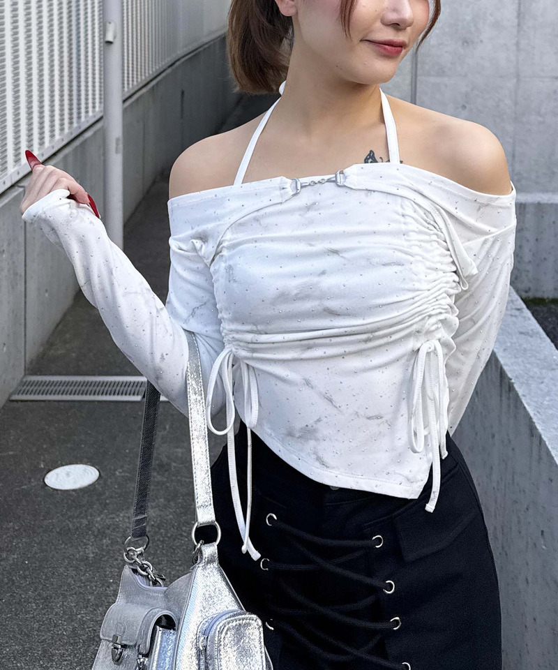 ビット付きダブルギャザ-トップス 詳細画像 オフホワイト 3