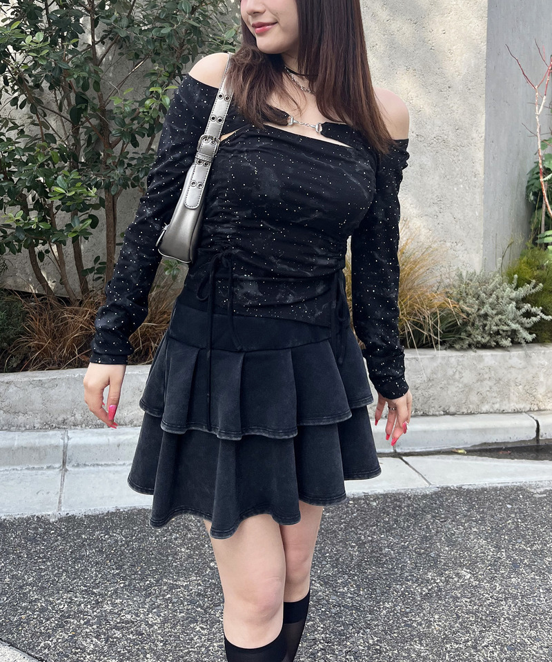 ビット付きダブルギャザートップス 詳細画像 ブラック 6