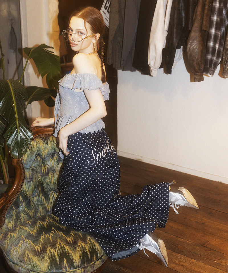 ドット柄バレルレッグパンツ 詳細画像 ドット 1