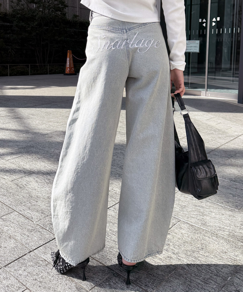 ドット柄バレルレッグパンツ 詳細画像 デニムブルー 7