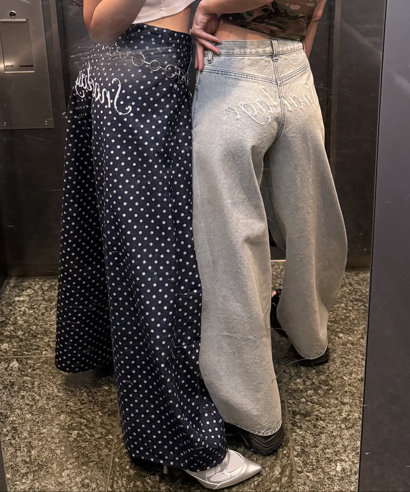 ドット柄バレルレッグパンツ 詳細画像 デニムブルー 9