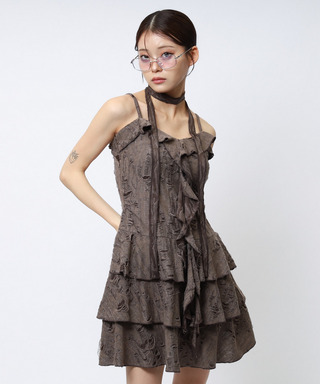 チョーカーティアードダメージワンピース