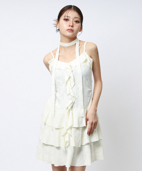 チョーカーティアードダメージワンピース 詳細画像