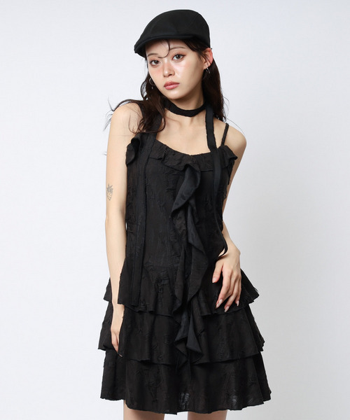 チョーカーティアードダメージワンピース 詳細画像