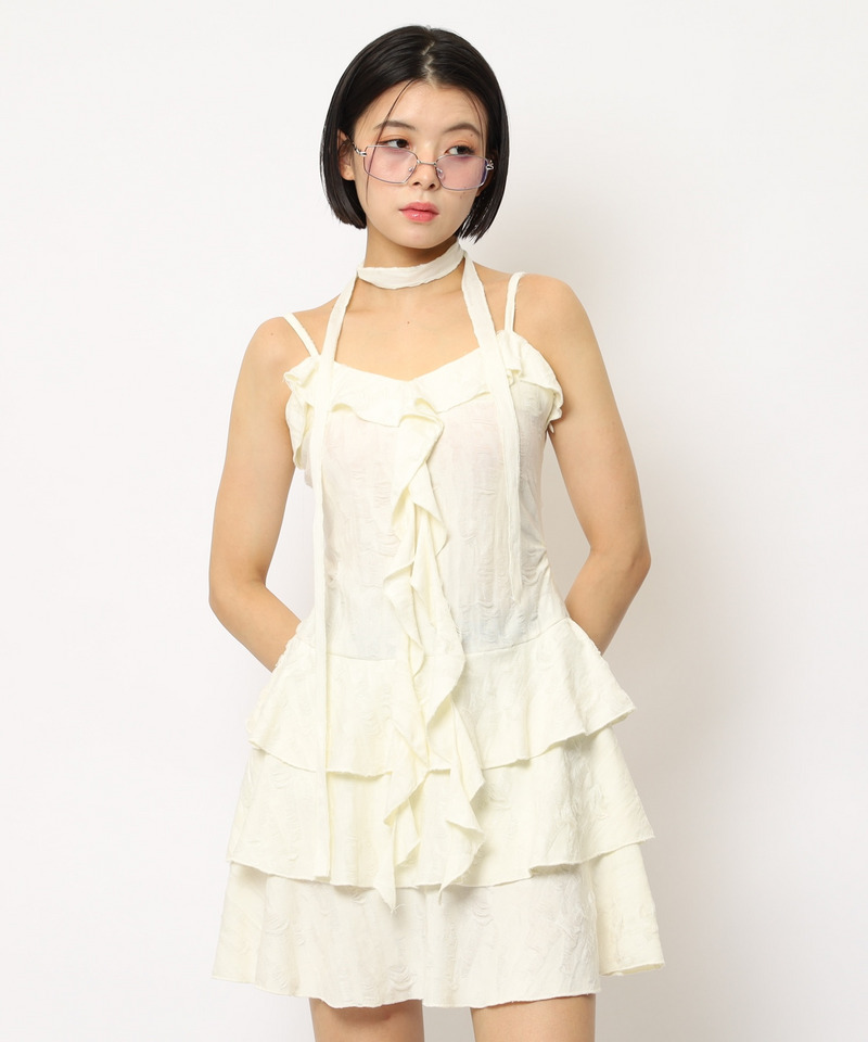 チョーカーティアードダメージワンピース 詳細画像 オフホワイト 8