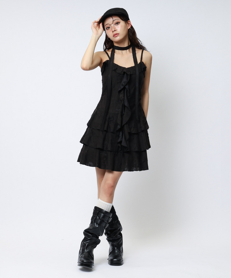 チョーカーティアードダメージワンピース 詳細画像 ブラック 3