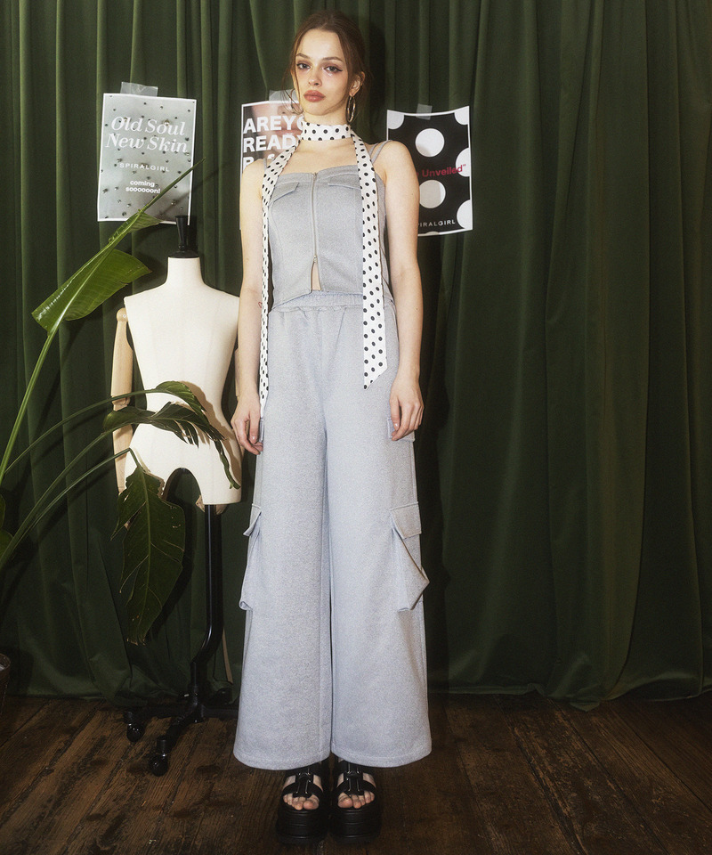 ダブルZIPキャミパンツセットアップ 詳細画像 グレー 4