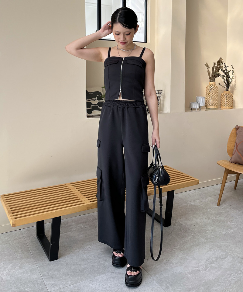 ダブルZIPキャミパンツセットアップ 詳細画像 ブラック 5