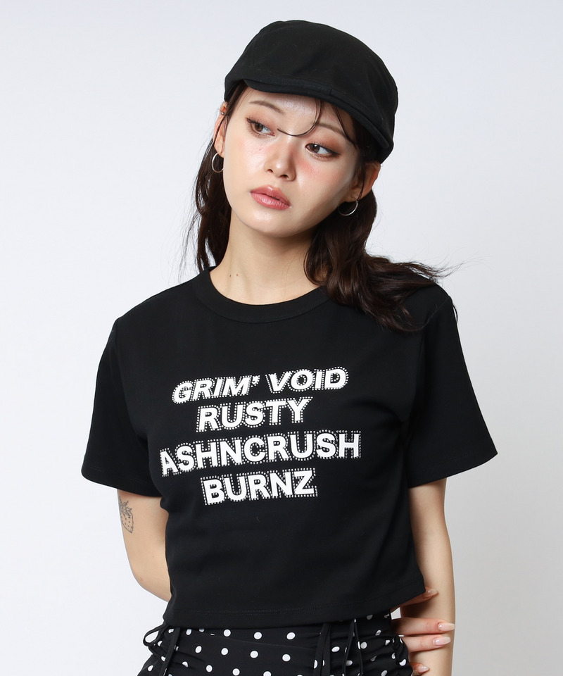 ラインストーンロゴミニTシャツ 詳細画像 ブラック 1