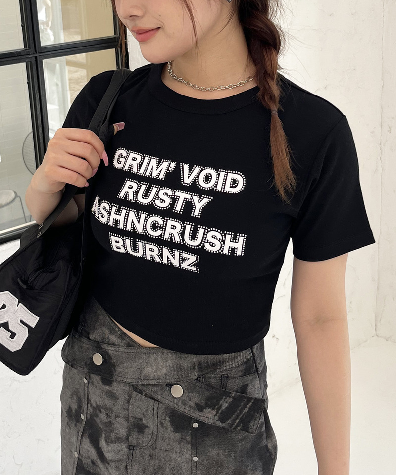 ラインストーンロゴミニTシャツ 詳細画像 ブラック 8