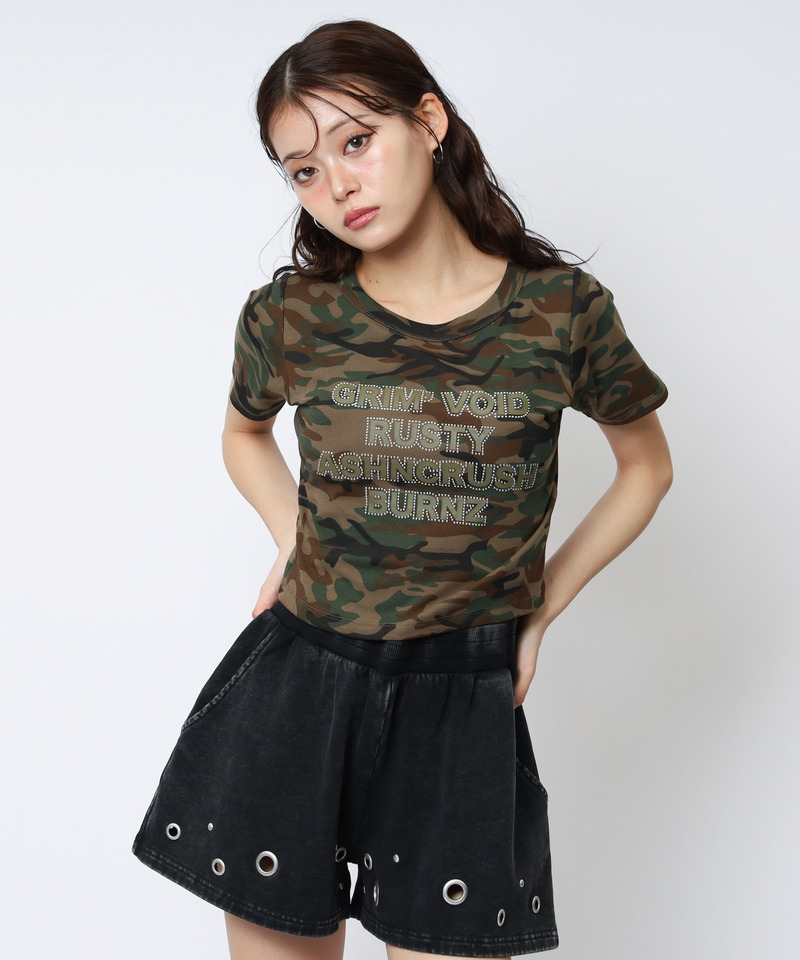 ラインストーンロゴミニTシャツ 詳細画像 カーキ系 4