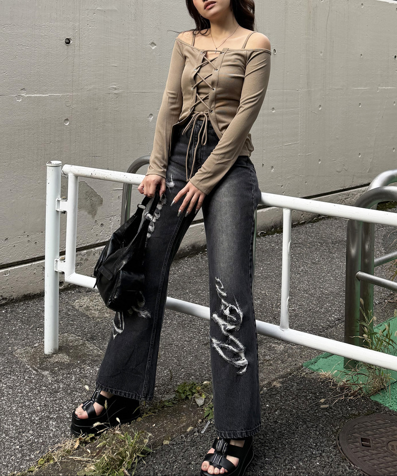 Mynaradox Avenデニムパンツ 詳細画像 ブラックデニム 8