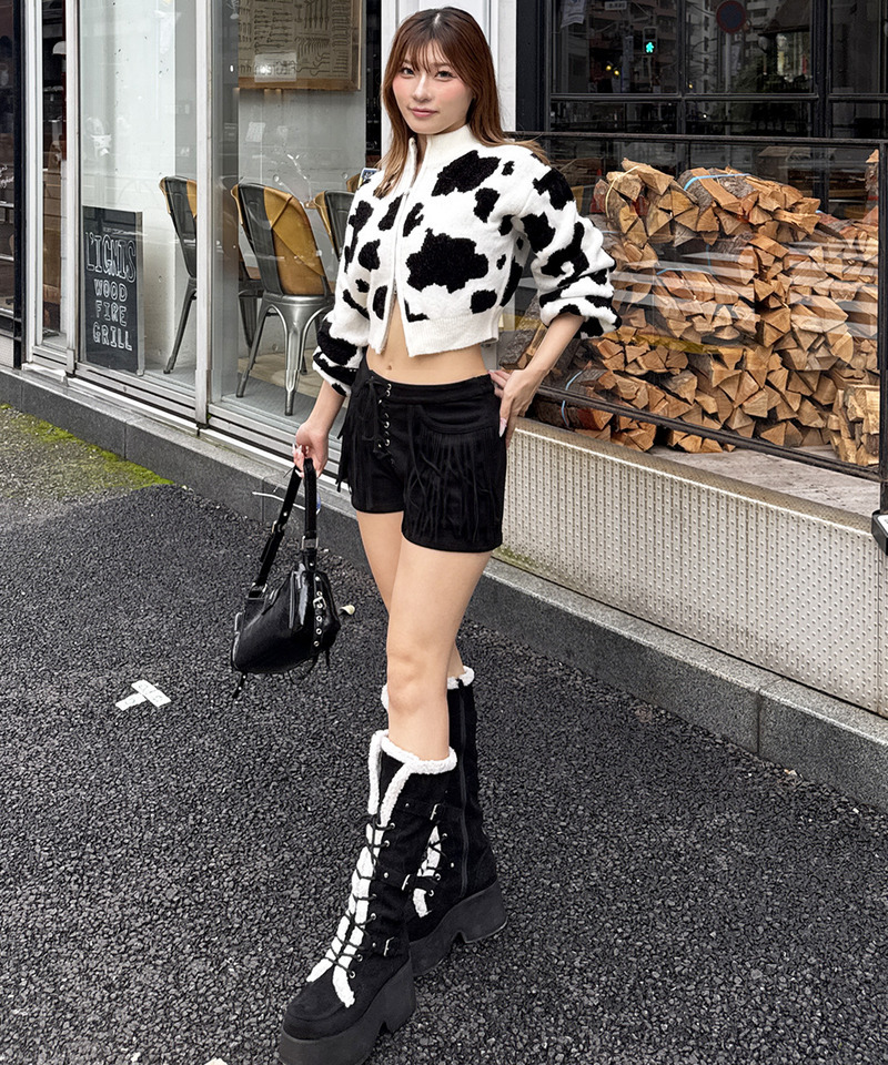 スウェードフリンジショートパンツ 詳細画像 ブラック 5