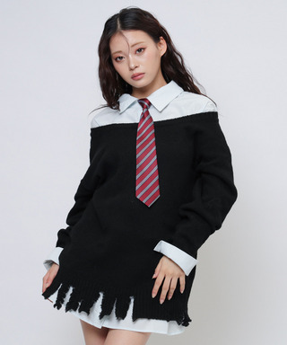 レイヤードシャツワンピース