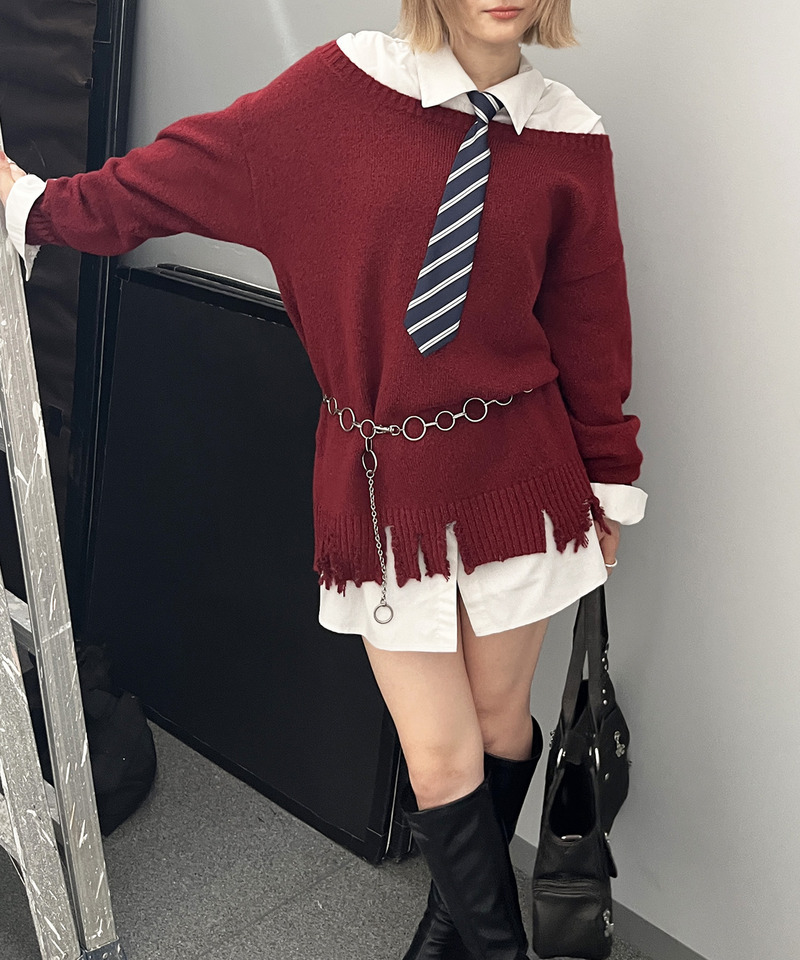 レイヤードシャツワンピース 詳細画像 レッド 7