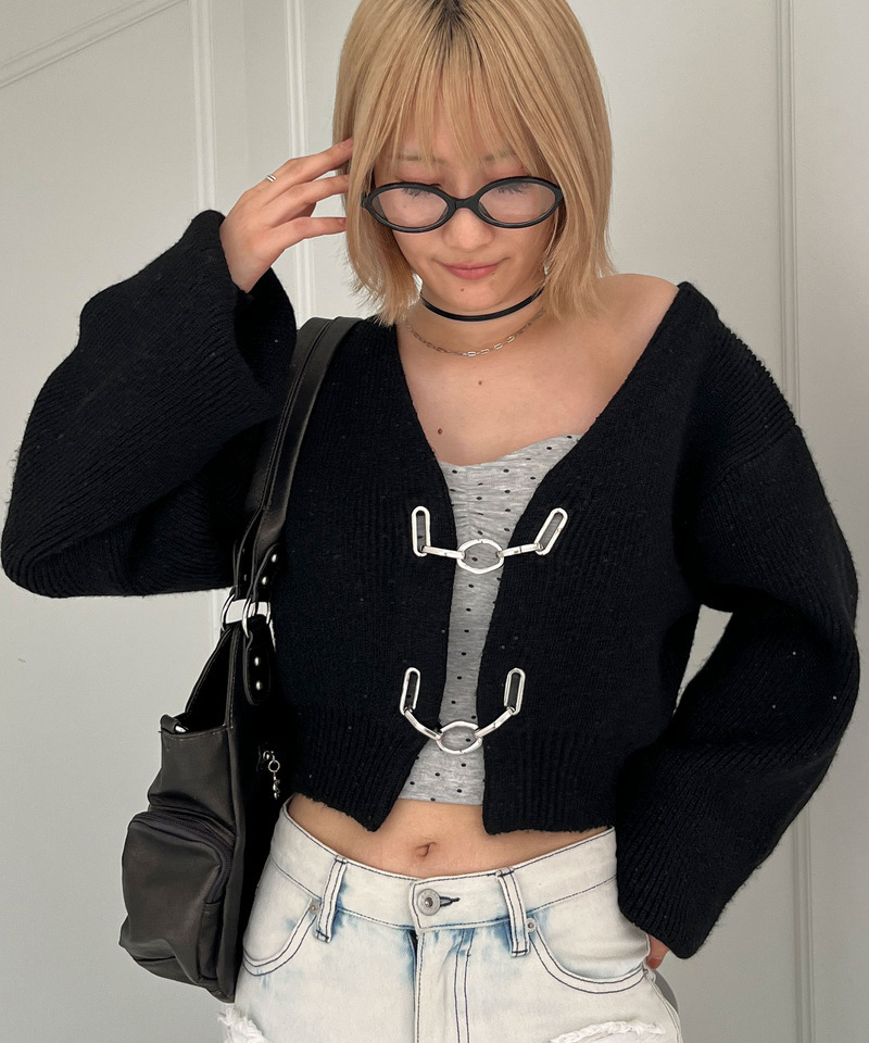 チャーム付きアンサンブルボレロ 詳細画像 ブラック 5