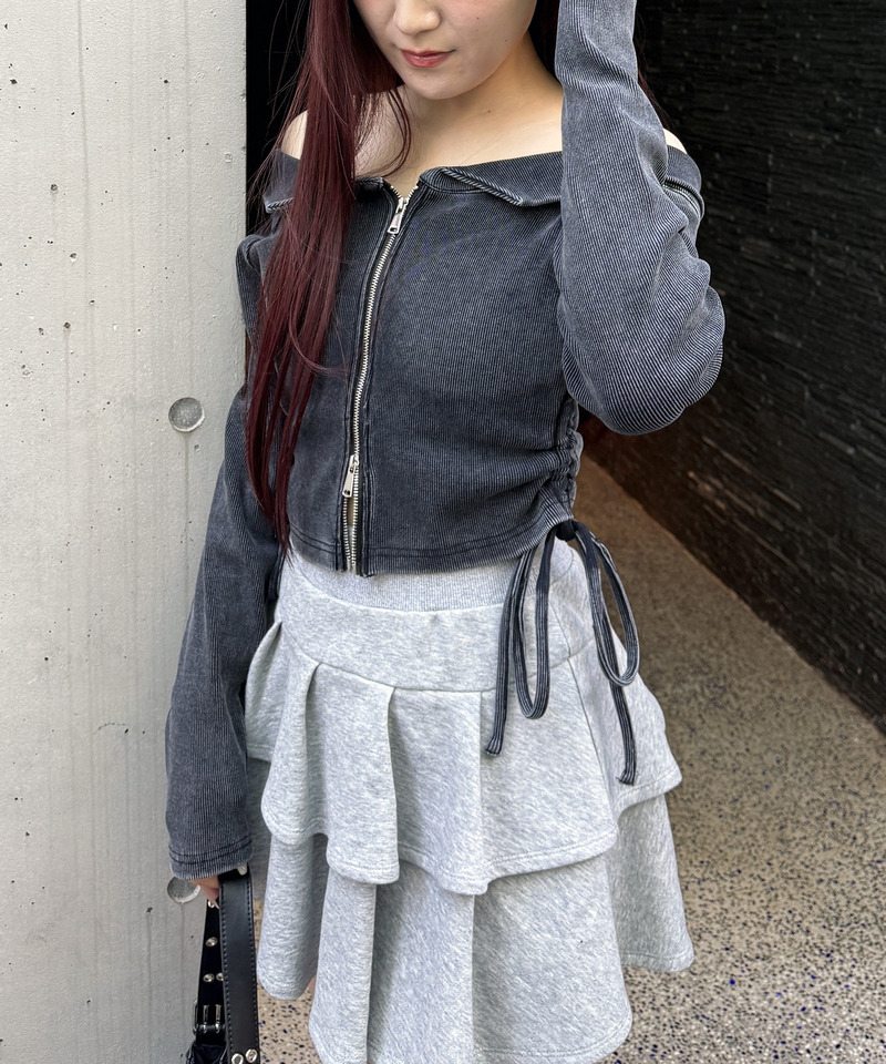 ピグメントオフショルギャザートップス 詳細画像 ブラック 2