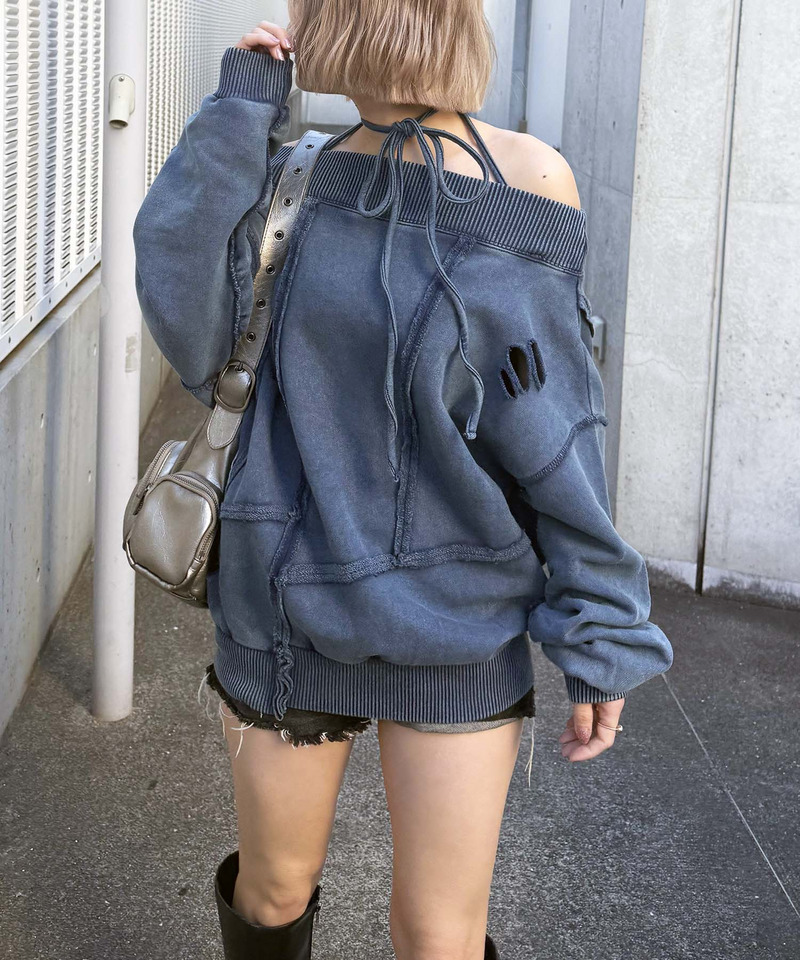 チョーカーピグメントオーバーチュニック 詳細画像 ブルー 2