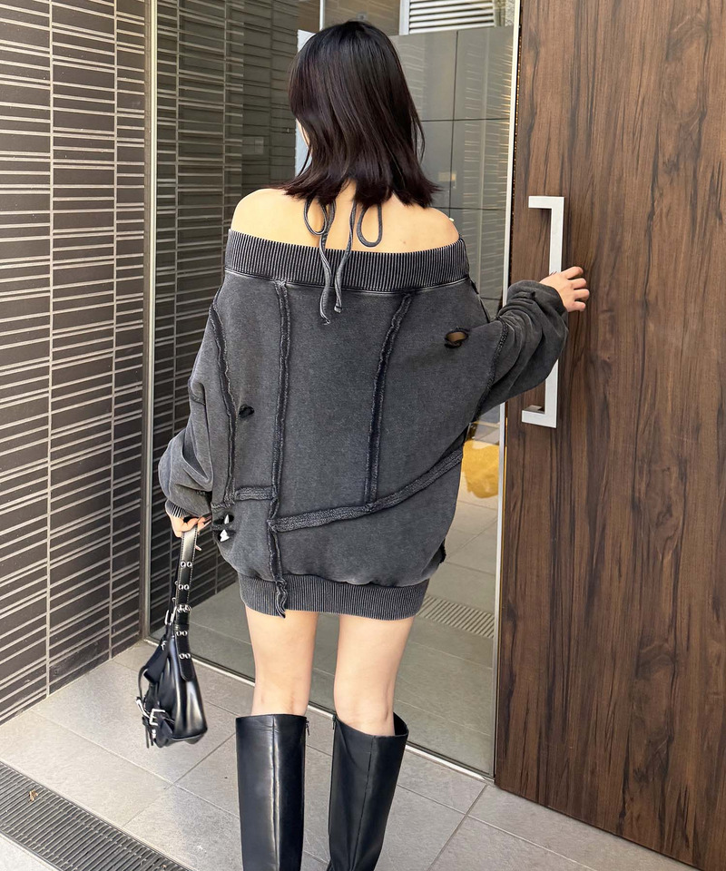 チョーカーピグメントオーバーチュニック 詳細画像 ブラック 2