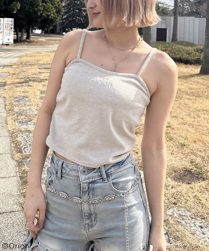 【Orion/オリオン】ラインストーンロゴパイルキャミソール 詳細画像 ベージュ 6