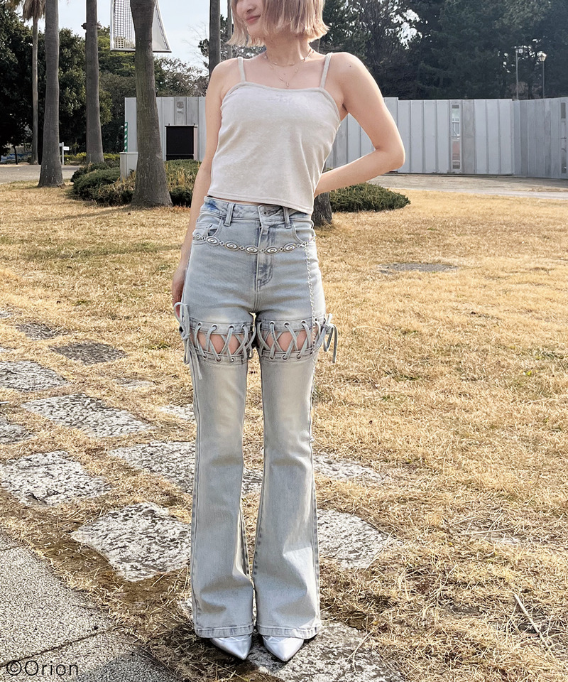 【Orion/オリオン】ラインストーンロゴパイルキャミソール 詳細画像 ベージュ 8