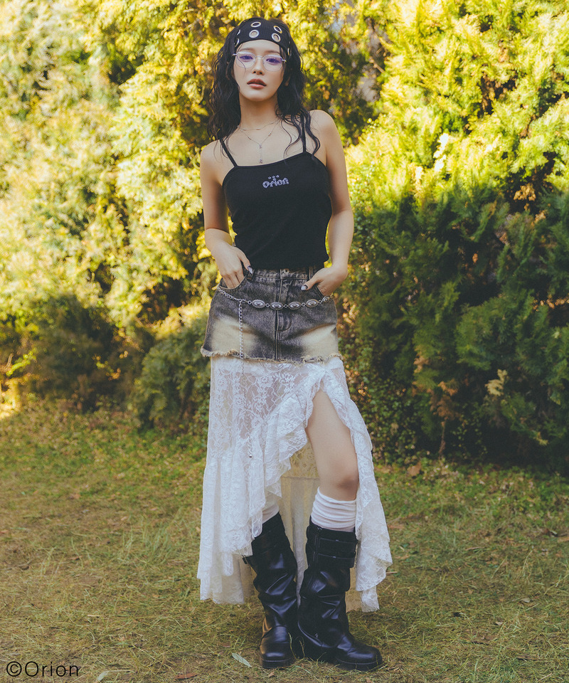 【Orion/オリオン】ラインストーンロゴパイルキャミソール 詳細画像 ブラック 5