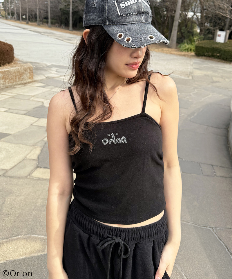 【Orion/オリオン】ラインストーンロゴパイルキャミソール 詳細画像 ブラック 6