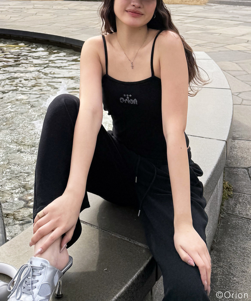 【Orion/オリオン】ラインストーンロゴパイルキャミソール 詳細画像 ブラック 8