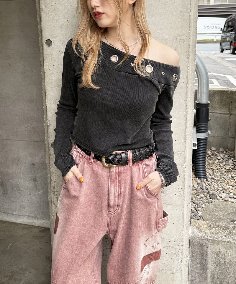 アイレットワンショルトップス 詳細画像 ブラック 2