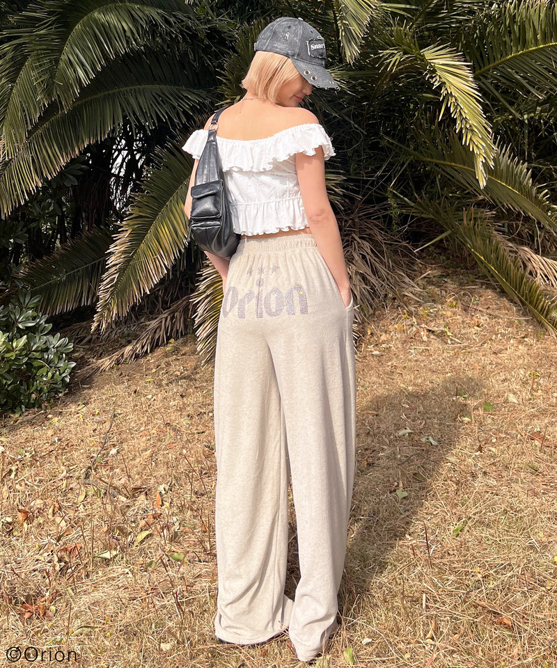 【Orion/オリオン】ラインストーンロゴパイルパンツ 詳細画像 ベージュ 6