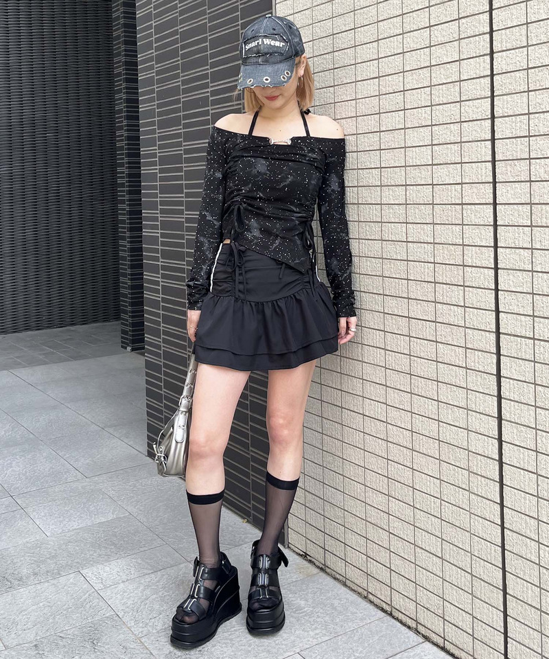 ドロストリボンティアードスカート 詳細画像 ブラック 5