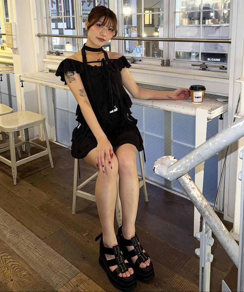 ドロストリボンティアードスカート 詳細画像 ドット 3