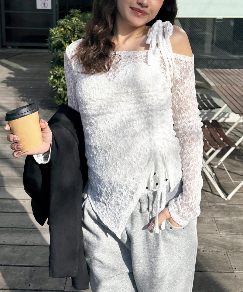 ワンショルドロストレーストップス 詳細画像 ホワイト 1