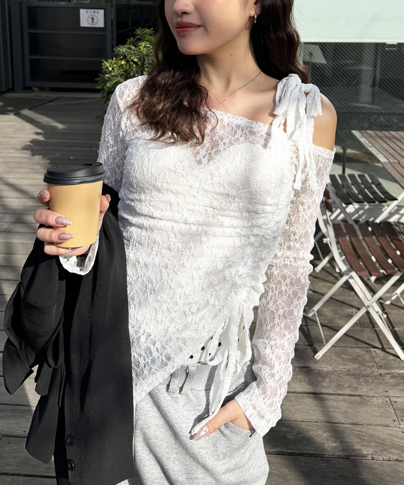 ワンショルドロストレーストップス 詳細画像 ホワイト 4