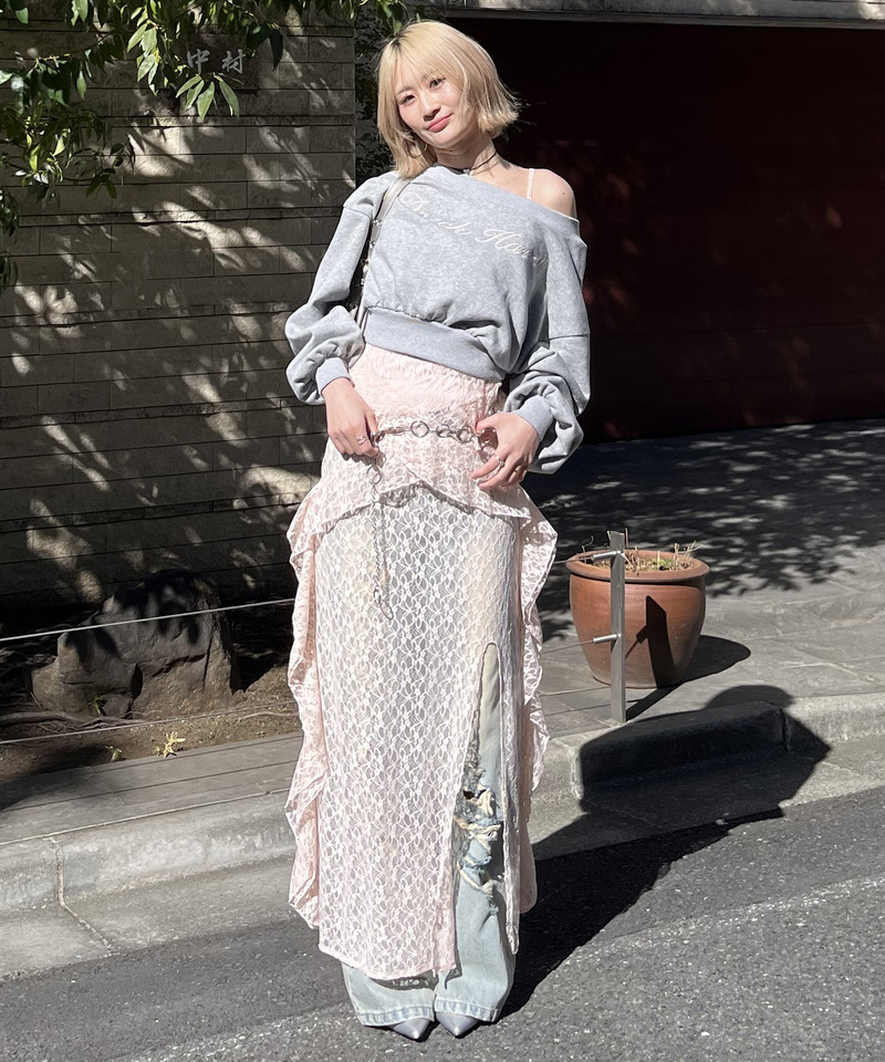 アシンメトリーレースワンピース 詳細画像 ピンク 5