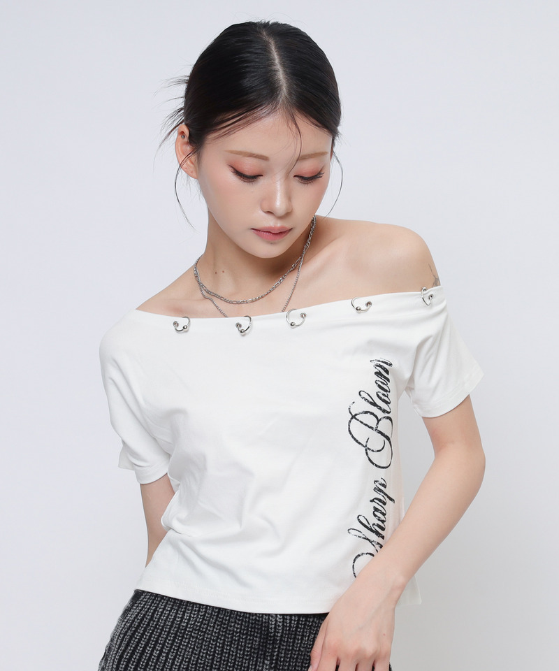 ワンショルフープピアスＴシャツ 詳細画像 ホワイト 3