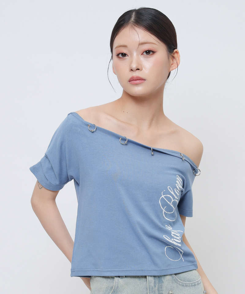 ワンショルフープピアスＴシャツ 詳細画像 ブルー 1