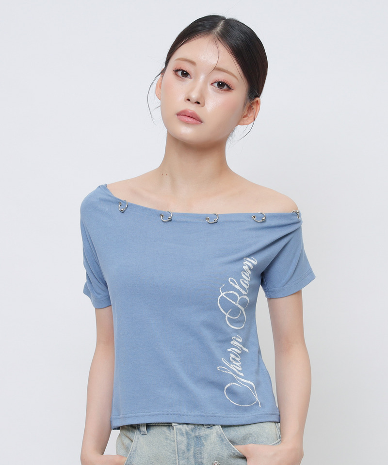 ワンショルフープピアスＴシャツ 詳細画像 ブルー 2