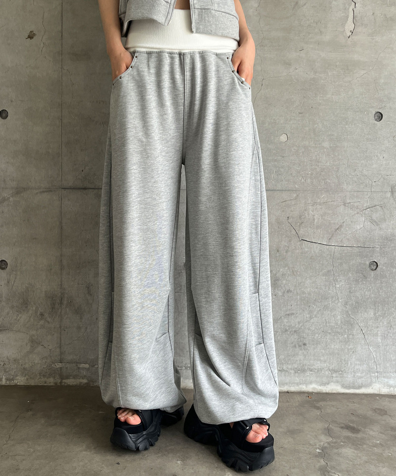 【接触冷感】ダブルウエストスウェットパンツ 詳細画像 グレー 6
