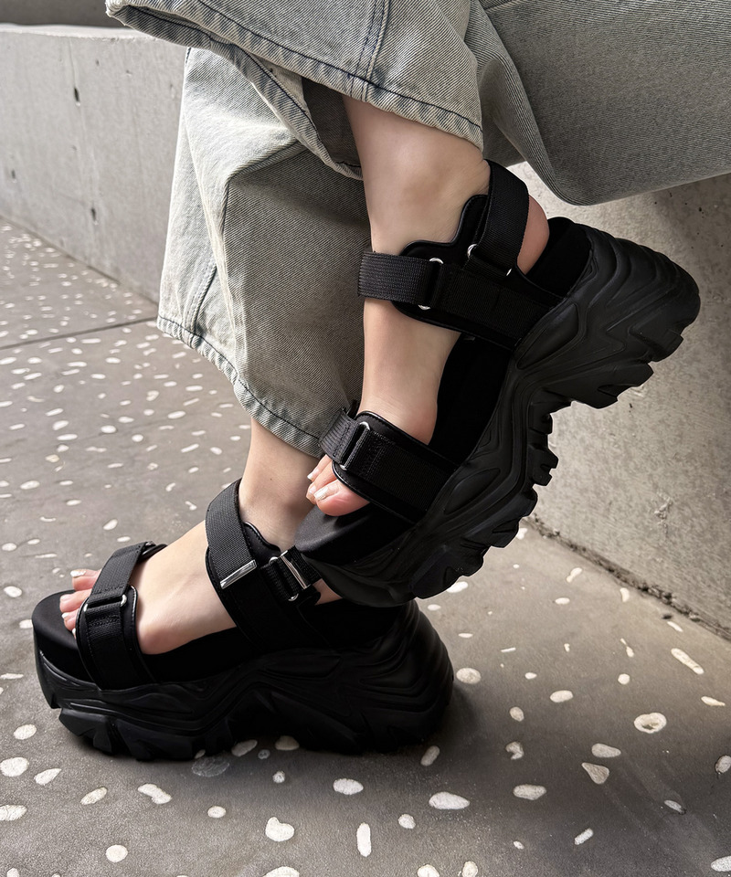 厚底スポーツサンダル 詳細画像 ブラック 2