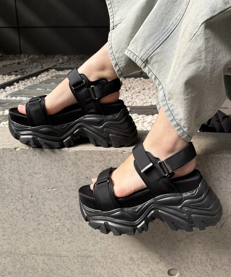 厚底スポーツサンダル 詳細画像 ブラック 3